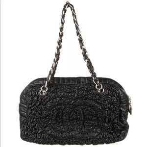 *Sold* CHANEL Black Leather Astrakhan Bowler Bag